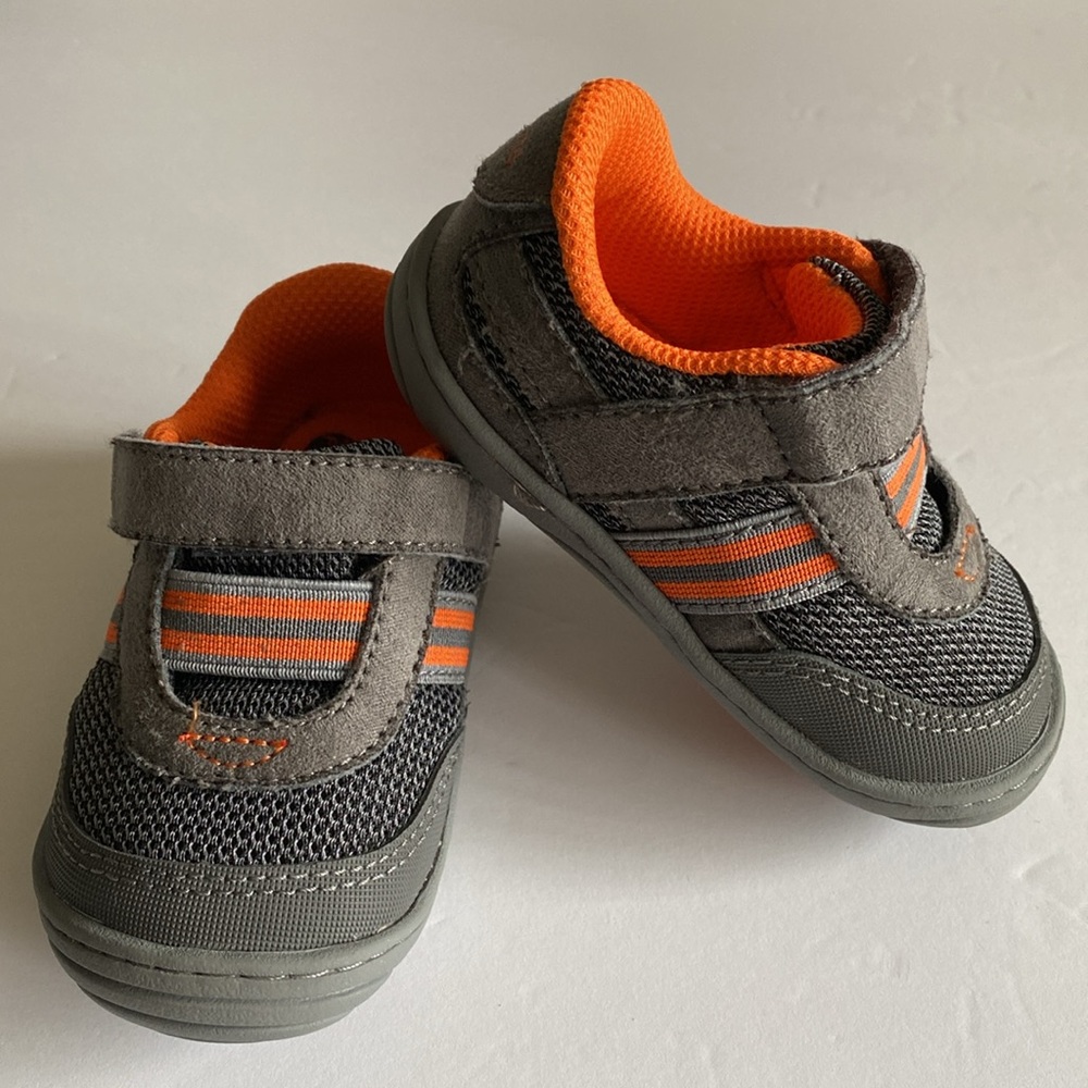 Stride Rite Gray Orange Toddler Baby Boy Sneakers Shoes 4.5